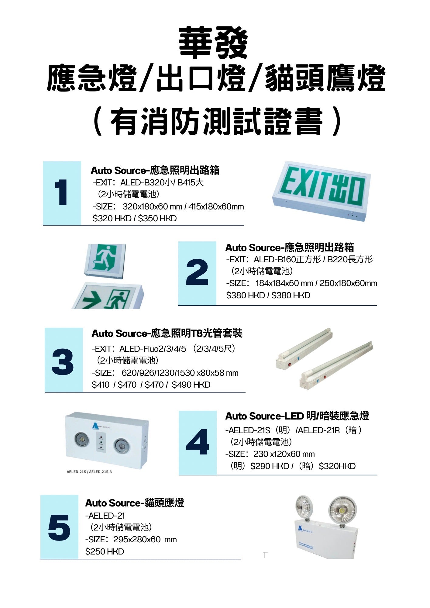 應急燈 出口燈 E氣 貓頭鷹燈 (Autosource有消防證書)