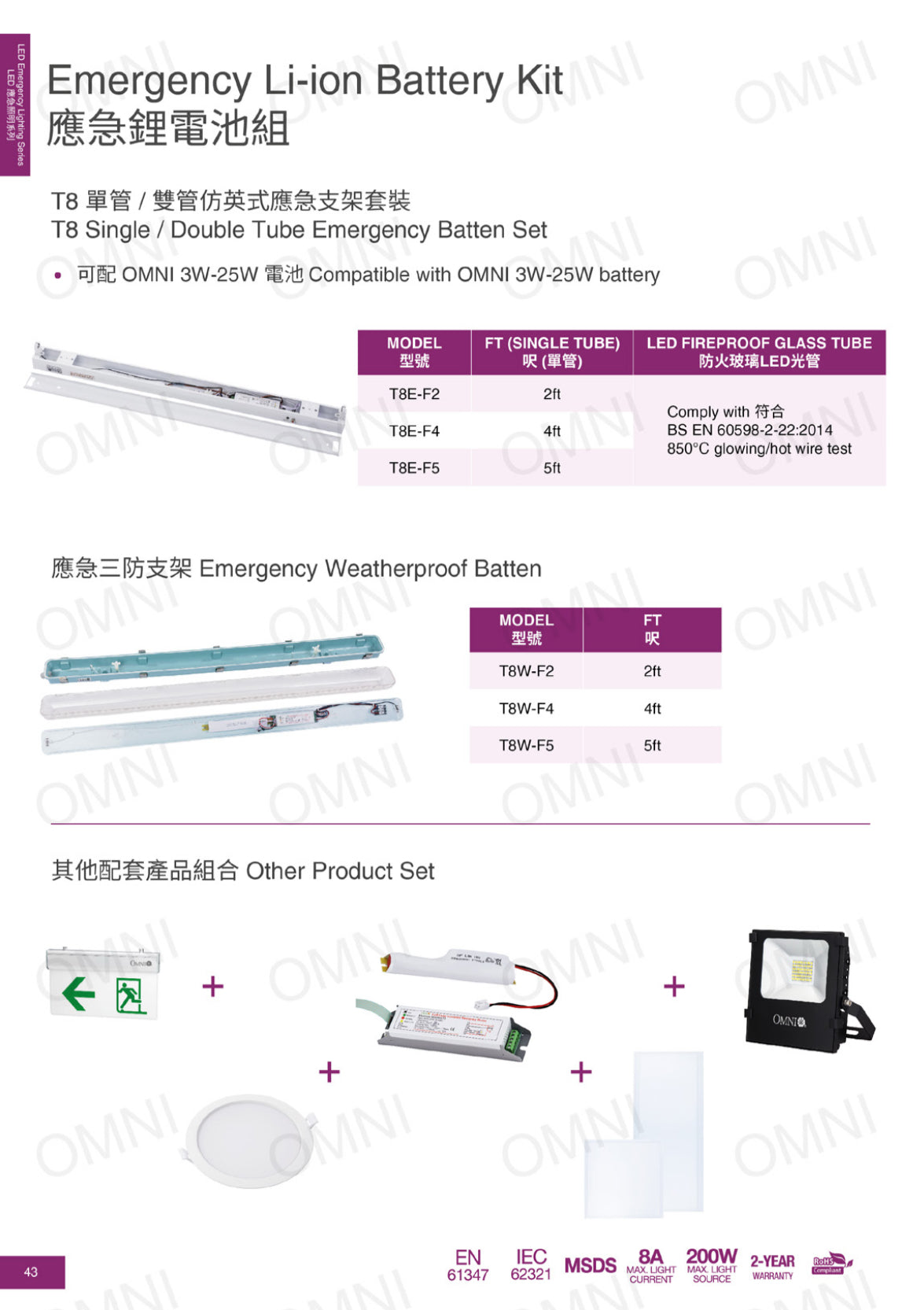 Omni emergeny power pack /應急支架/應急電池/消防證書/應急電池盒/歐麗/消防證書/ E氣燈
