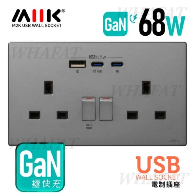 M2K GaN USB 制面 (碳灰色)(PayMe/fps/現金優惠價)