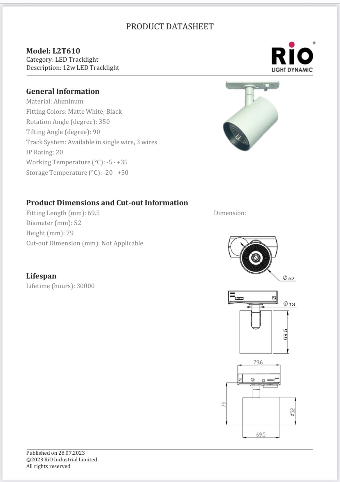 Rio track light一體化路軌燈 model: L2T610/ L2T611/ L2T612/ 12W/18w/24w
