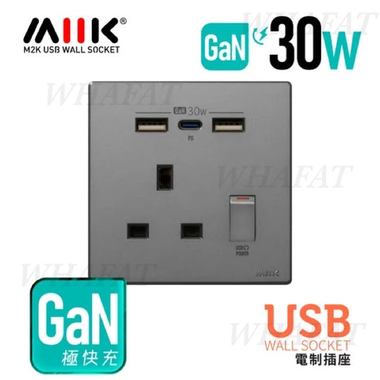 M2K GaN USB 制面 (碳灰色)(PayMe/fps/現金優惠價）