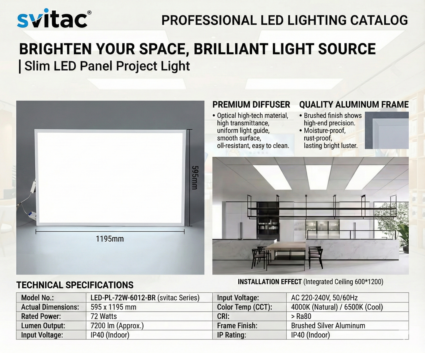 Svitac 面板燈/ 595x595/ 600x600/ 595x1195 / 600x1200