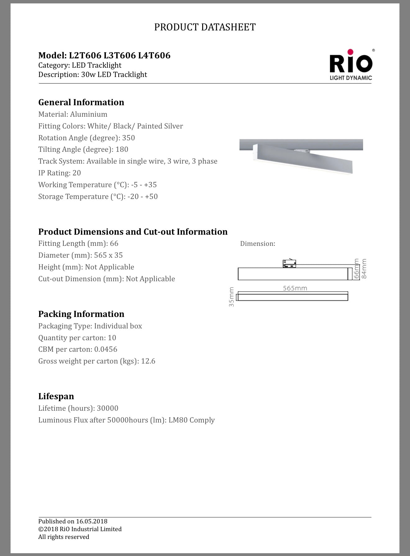 Rio L2T606/ 30w 搖擺Led路軌燈/白殼3000k/￼