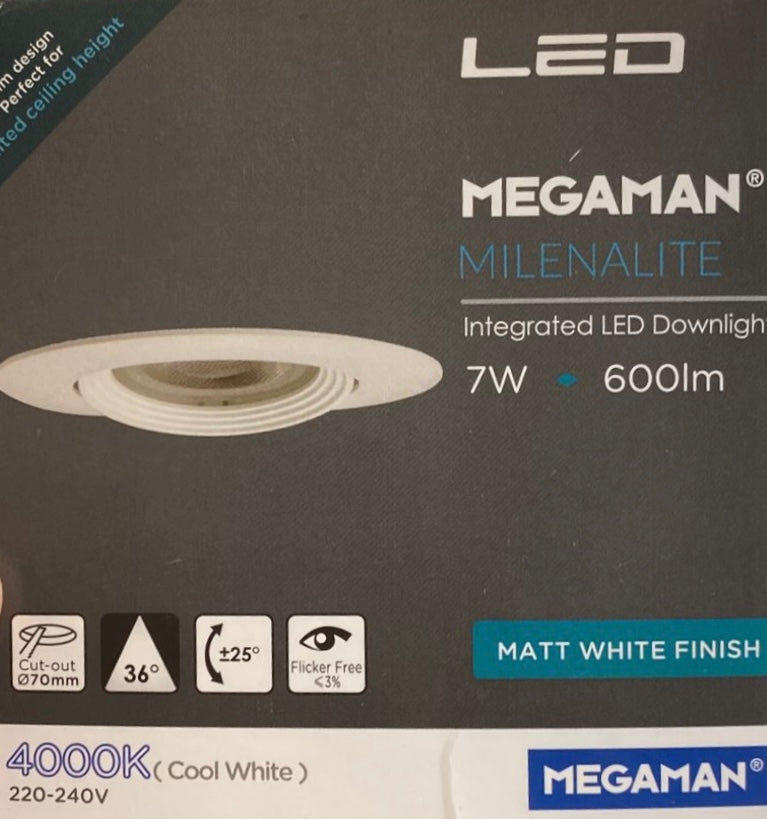 Megaman 嵌入式筒燈開孔70 mm （￼downlight 7w）
