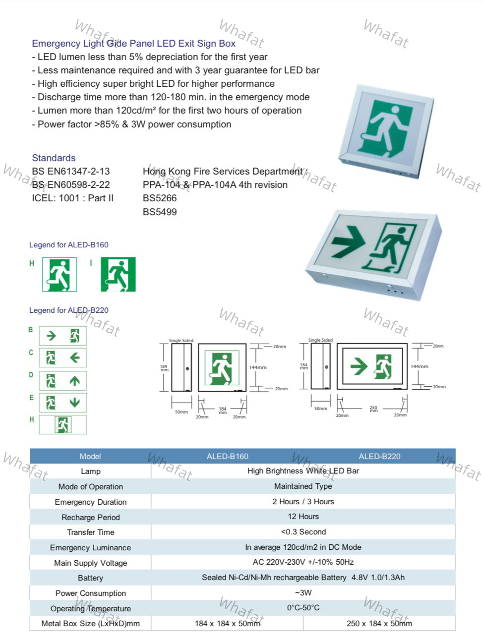 Autosource Emergency Lights / Exit Lights / E-Gas / Owl Lights / With Fire Certificates / Complies with FS251