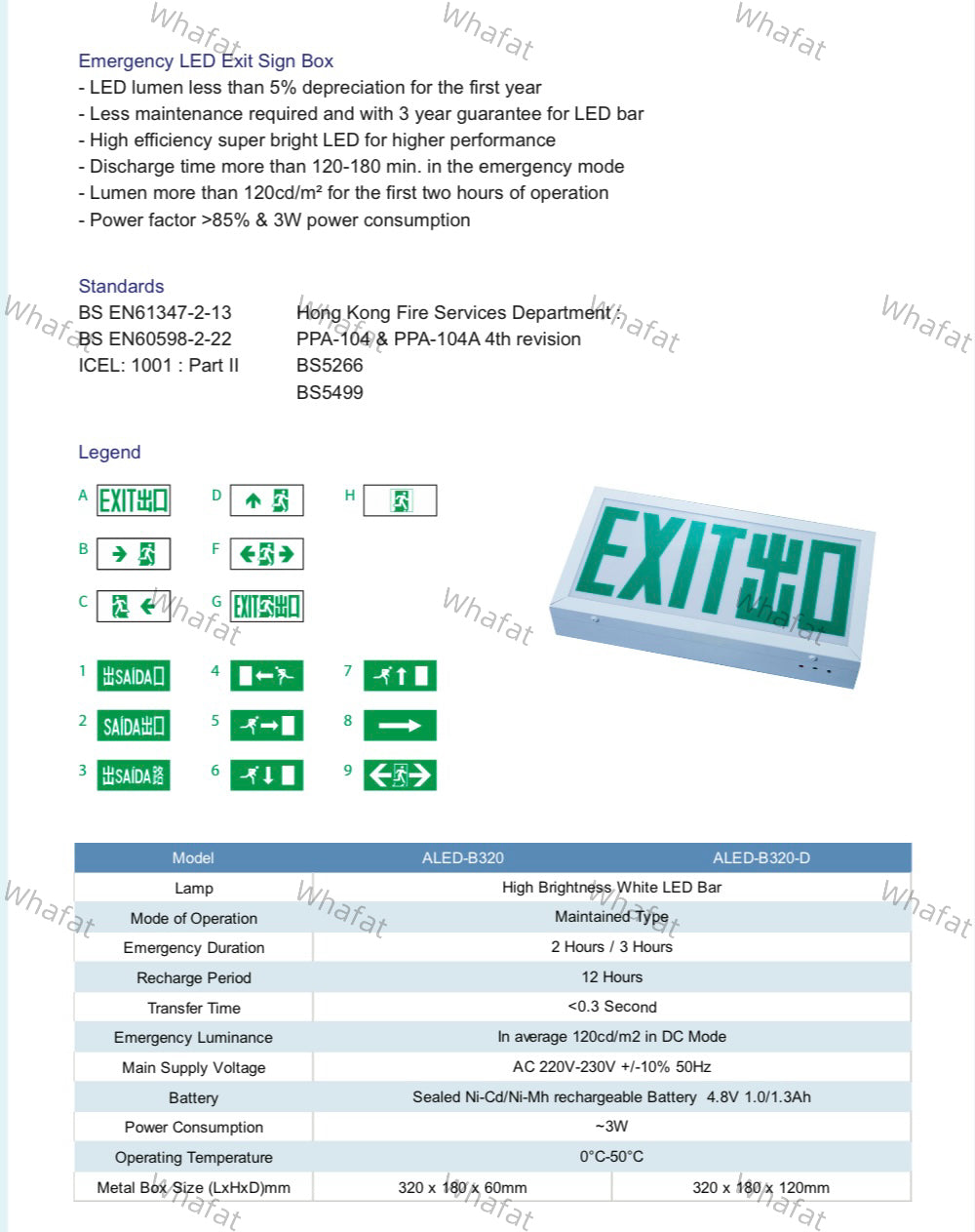 Autosource Emergency Lights / Exit Lights / E-Gas / Owl Lights / With Fire Certificates / Complies with FS251