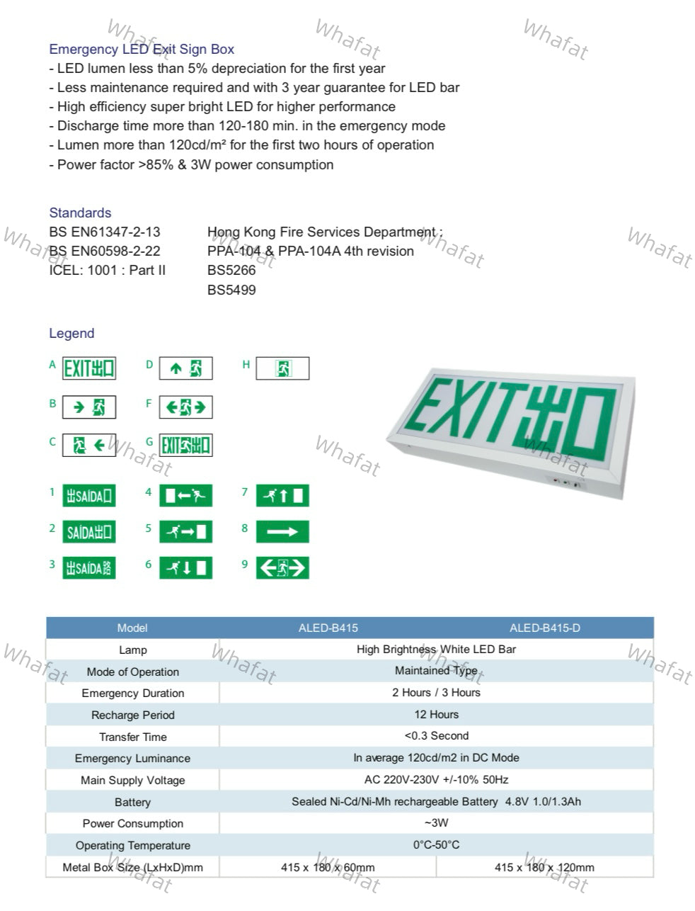 Autosource Emergency Lights / Exit Lights / E-Gas / Owl Lights / With Fire Certificates / Complies with FS251