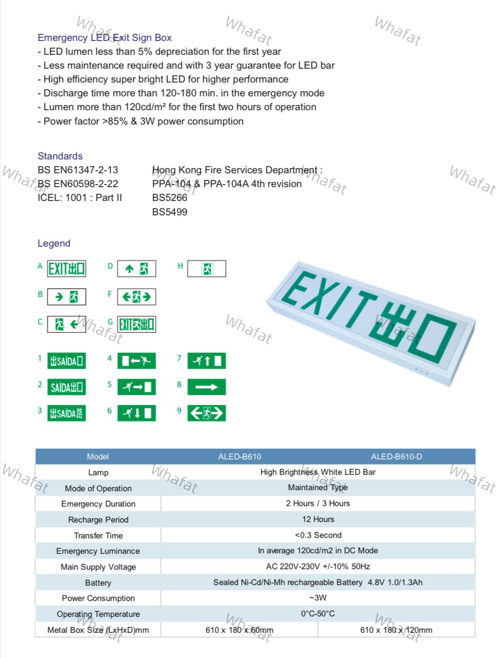 Autosource Emergency Lights / Exit Lights / E-Gas / Owl Lights / With Fire Certificates / Complies with FS251