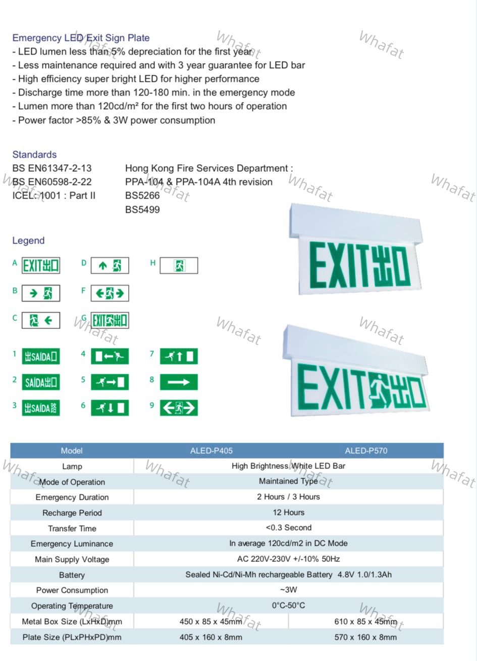 Autosource Emergency Lights / Exit Lights / E-Gas / Owl Lights / With Fire Certificates / Complies with FS251