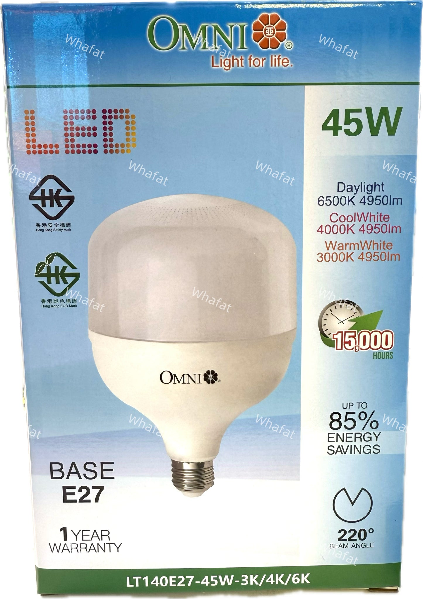 Omni led 30w 45w 大球泡/ 天棚燈 / /地盤/一級能源標籤 /香港安全標誌 /￼LT140E27