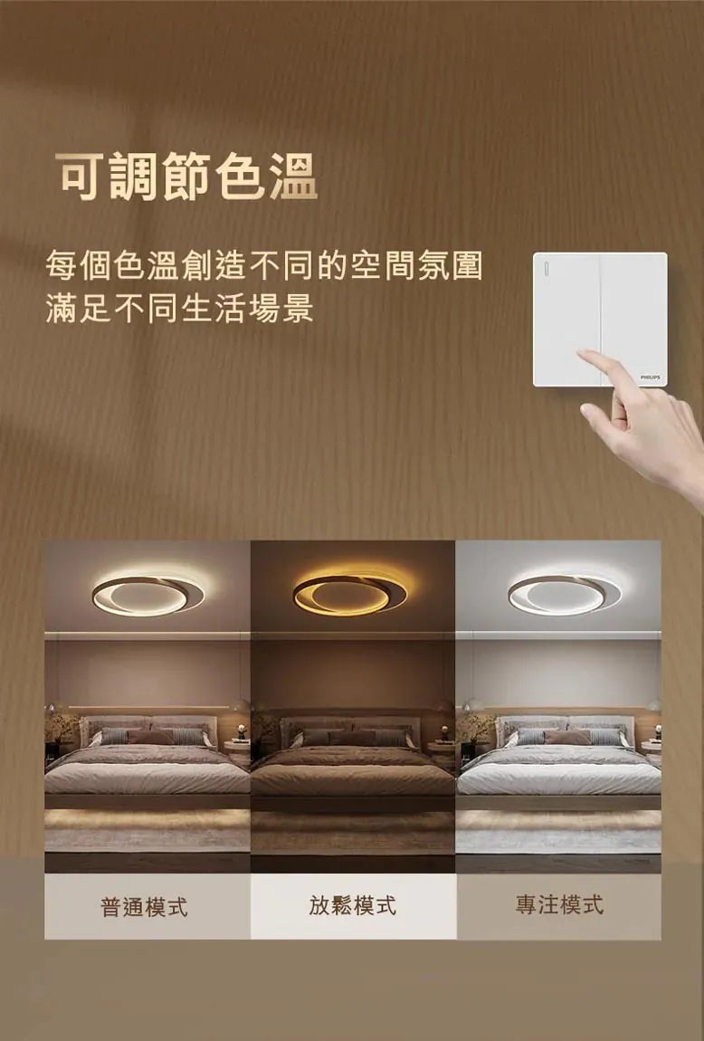 Philips LED吸頂燈￼CL523 45W SceneSwitch 圓形天花燈 (浩月白/沙礫灰)