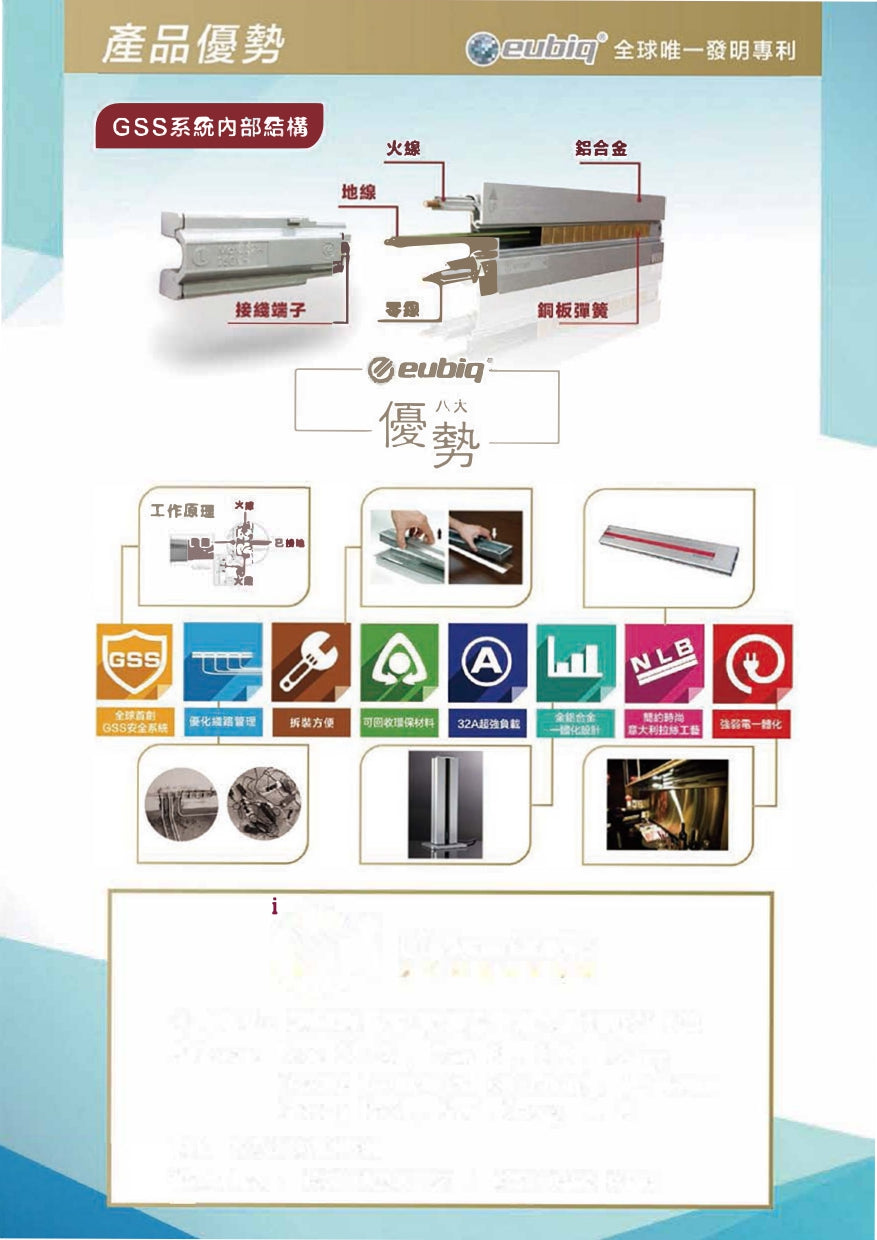Eubiq 移動電力軌道 RH2 嵌入式￼